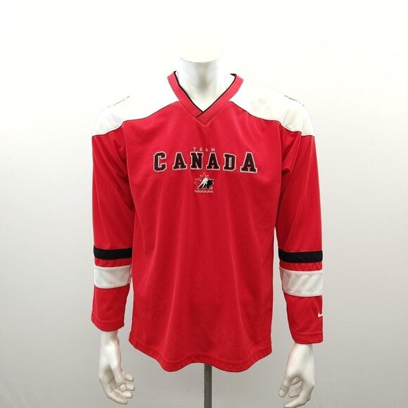 Vintage Nike Team Canada Jersey Boys Size XL (Men's Small) Red  90s Long Sleeve - Picture 1 of 7